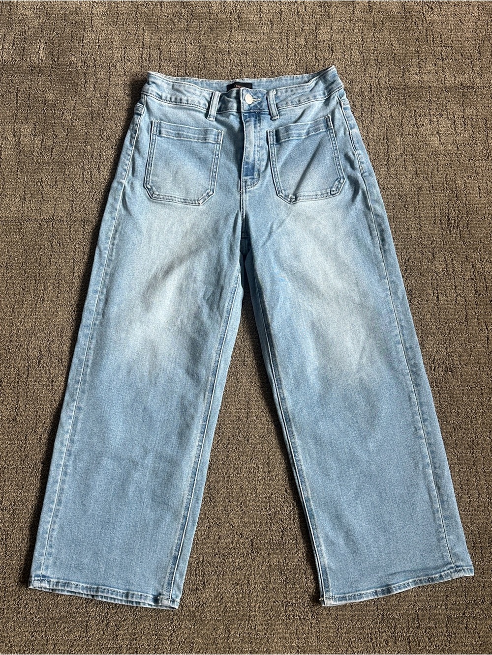 Quince Organic Cotton Wide Leg Cropped High Rise Light Wash Jeans - 29